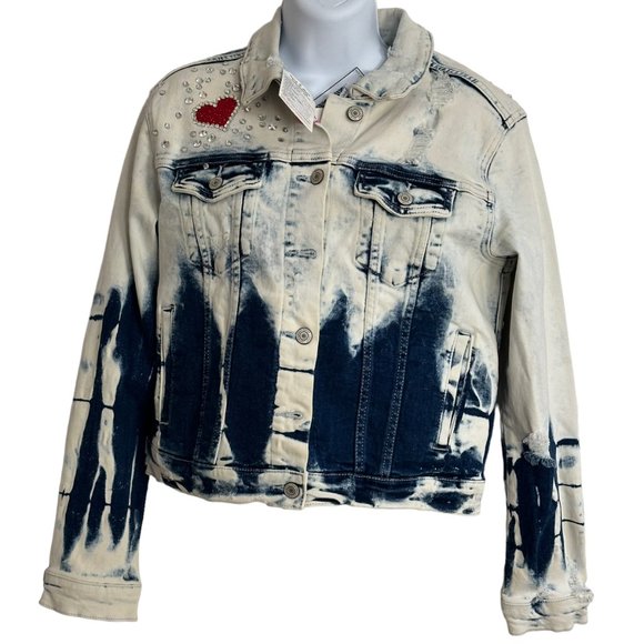 (H-223) Distressed Denim Jean Jacket Size S - Picture 2 of 16